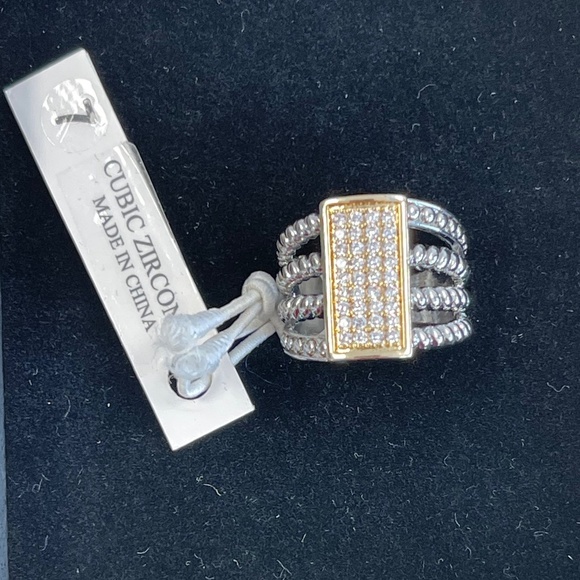 Atterri Two-Tone Cubic Zirconia Ring - Size 7 - NWT - Picture 2 of 5